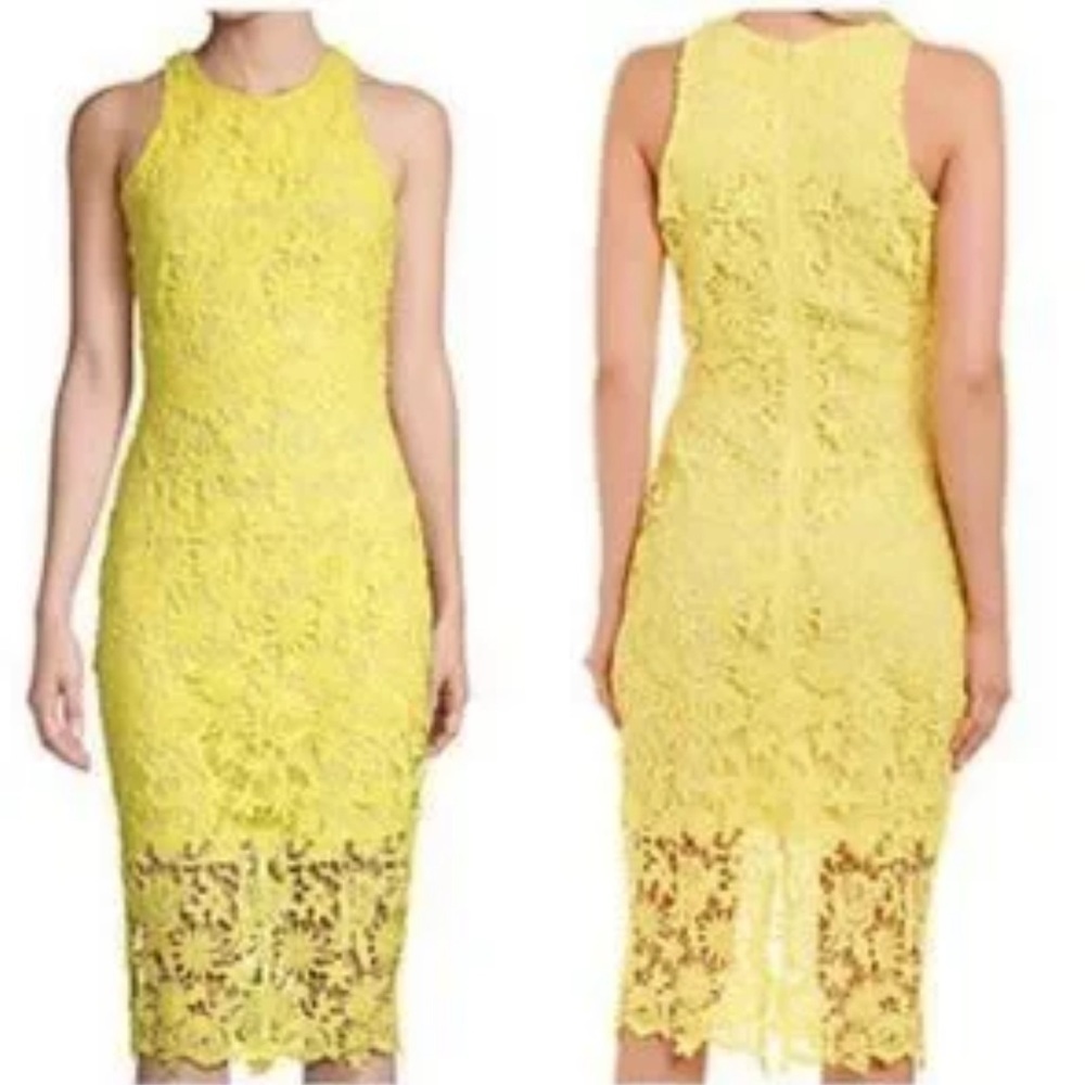 ALEXIA ADMORE Raquel Lace Pencil Dress midi Lemon Yellow women’s size XL